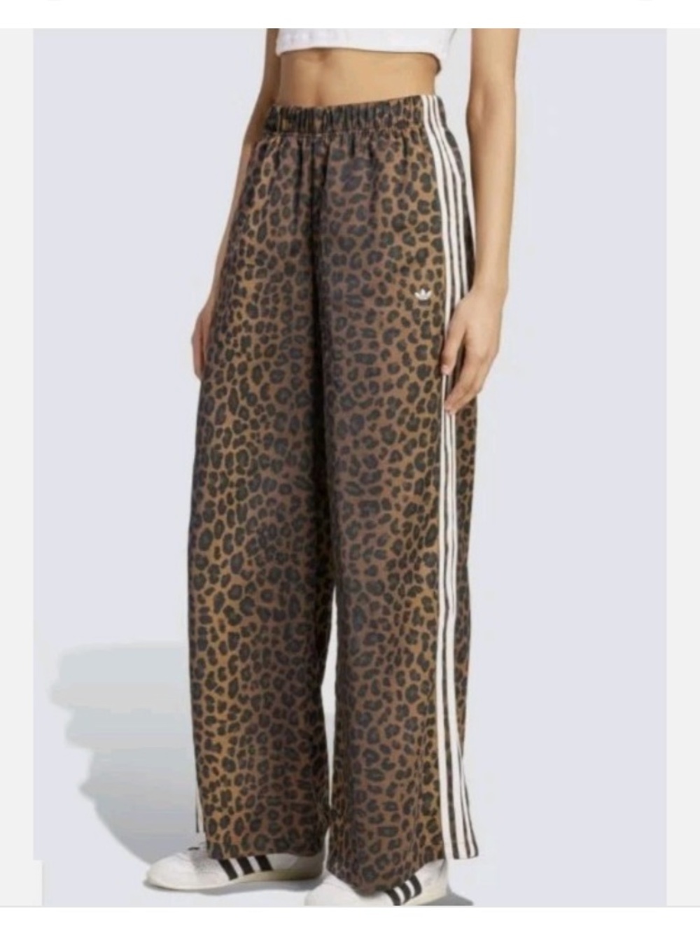 Adidas Originals Leopard Print Wide Leg Satin Pants New With Tags 100%